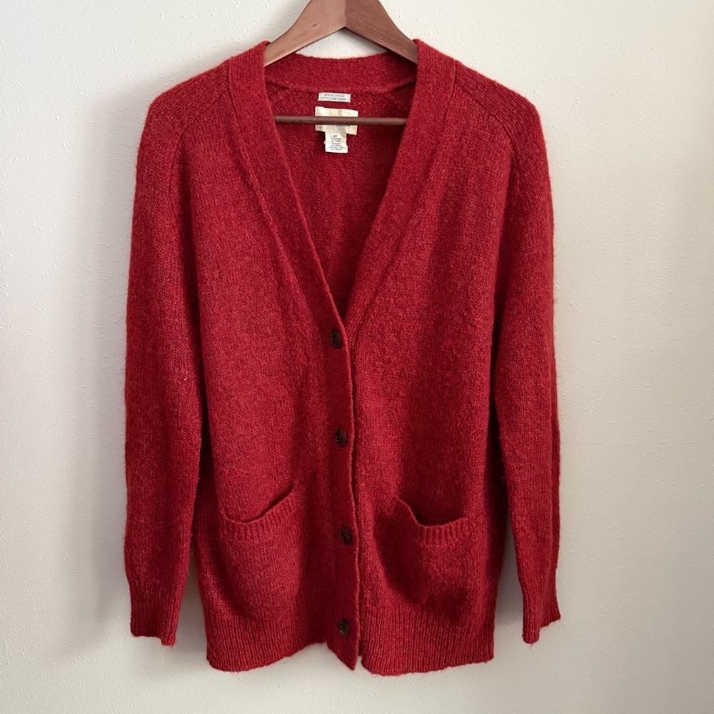 Denim & Supply Ralph Lauren Mohair Wool Cardigan Small Italian Yarn Red
